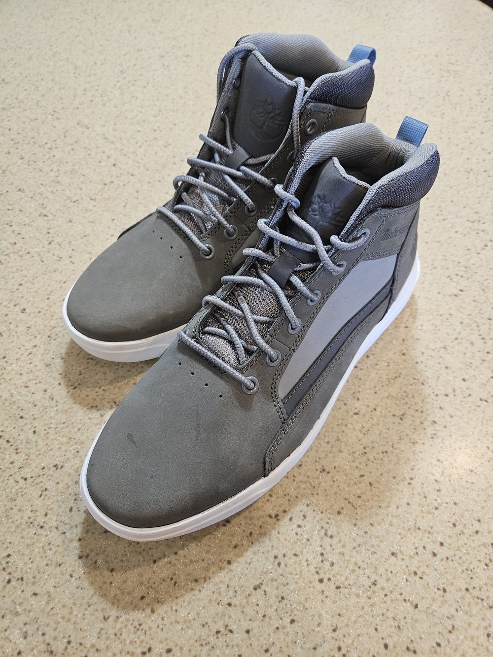 Timberland Men's Gray High-Top Sneakers with White Sole